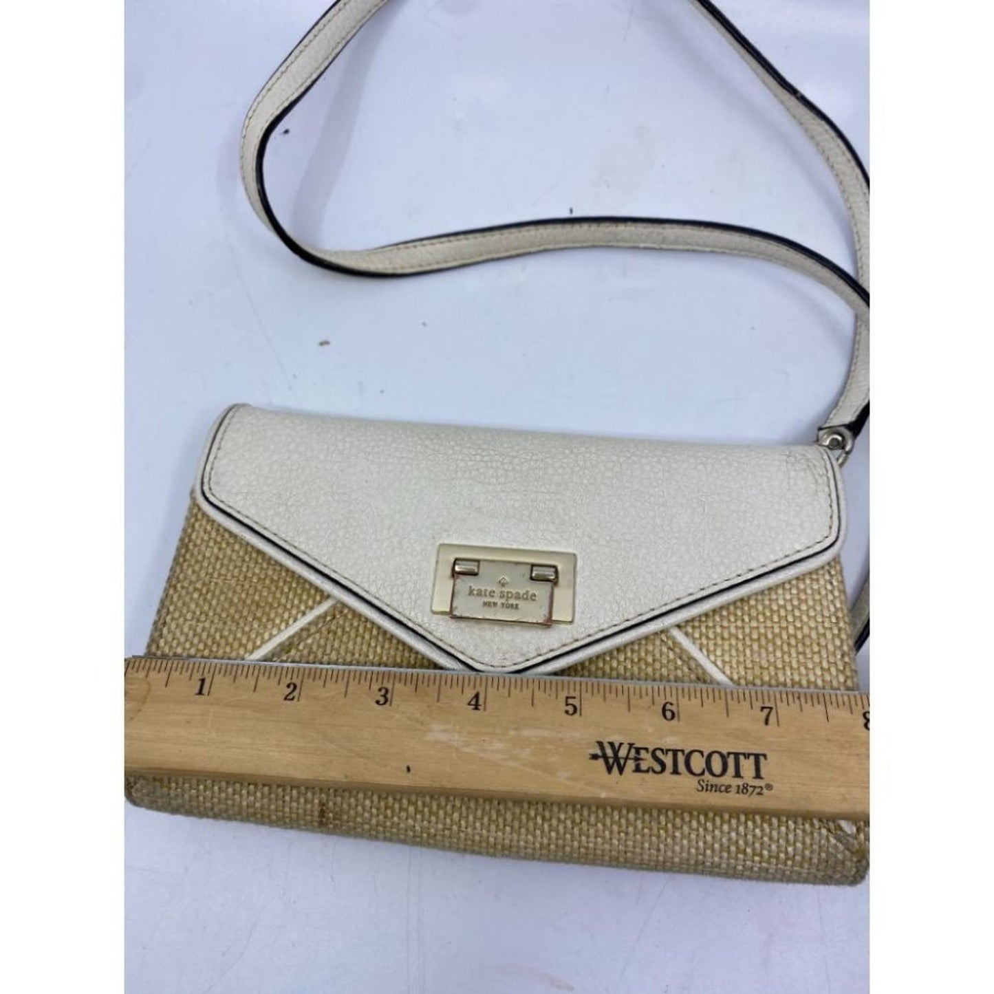 Kate Spade White Tan Fabric Crossbody Bag