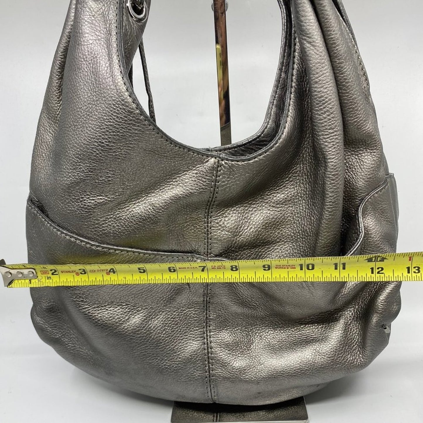 Michael Kors XL Size Silver Leather Shoulder Bag