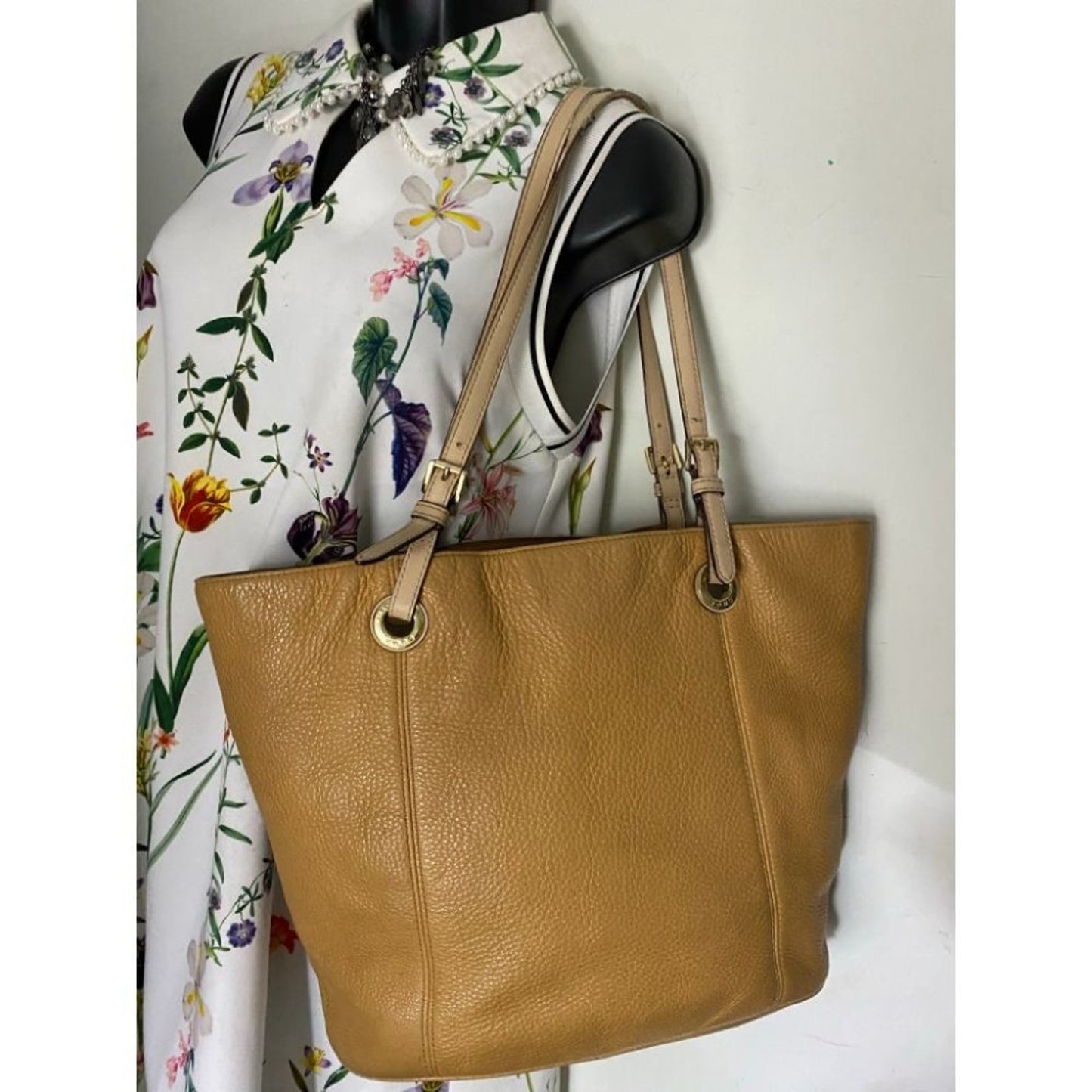 Michael Kors Classic Beige Leather Tote Bag