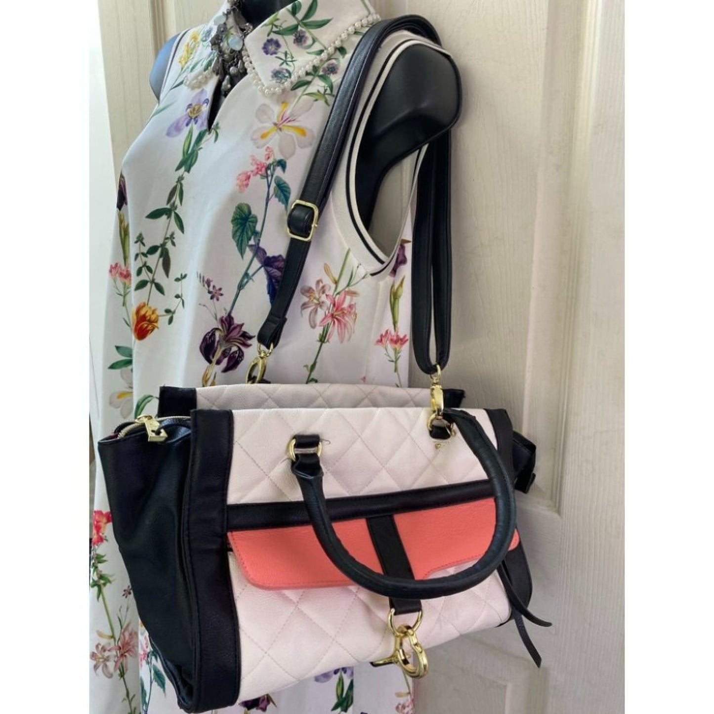 Betsey Johnson Black White Leather Shoulder Bag
