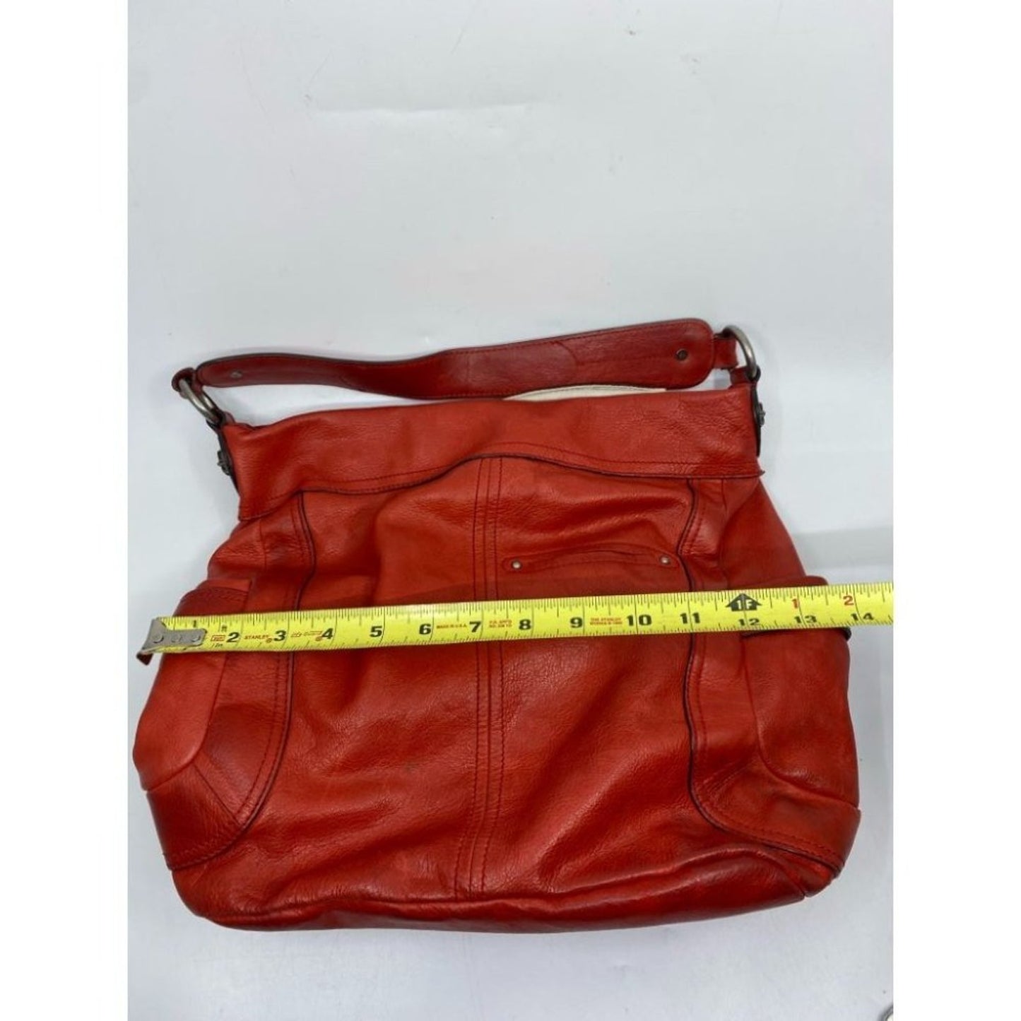 B. Makowsky Orange Large Leather Shoulder Bag