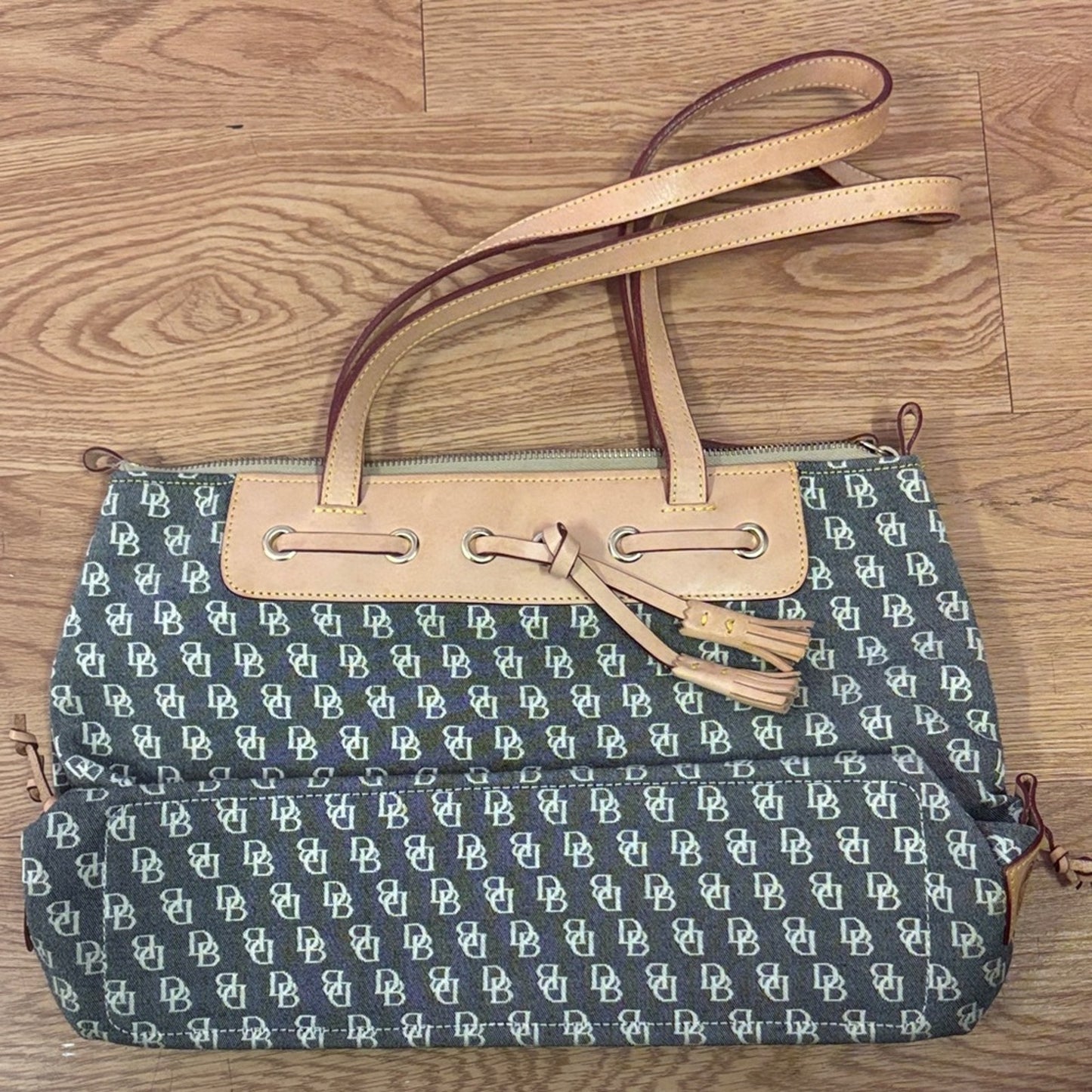 Dooney & Bourke Monogram Gray and Tan Shoulder Bag