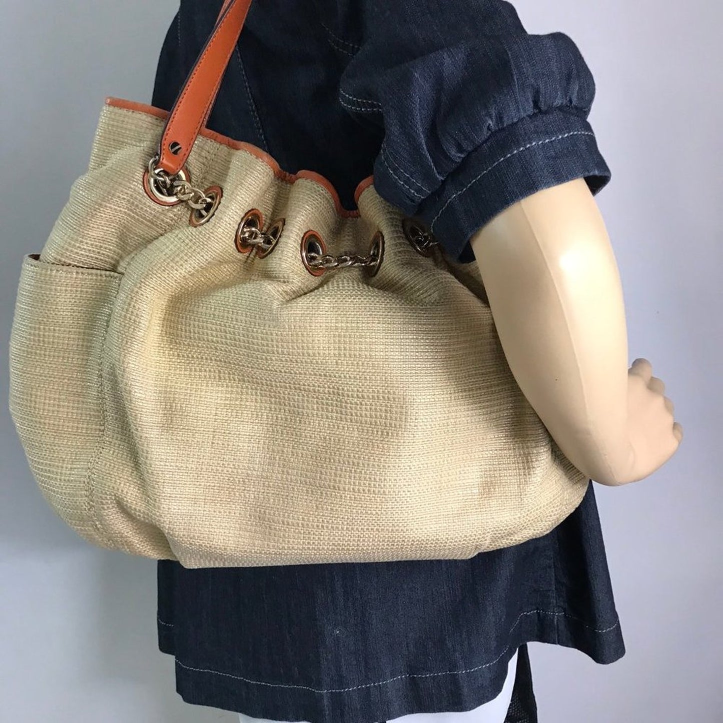 Michael Kors Tan Brown Large Woven Straw Bag