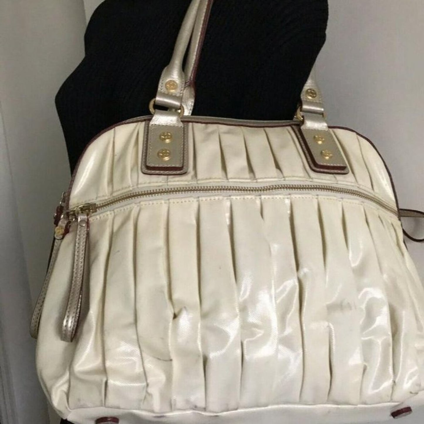 MZ Wallace Bea White Canvas Shoulder Bag