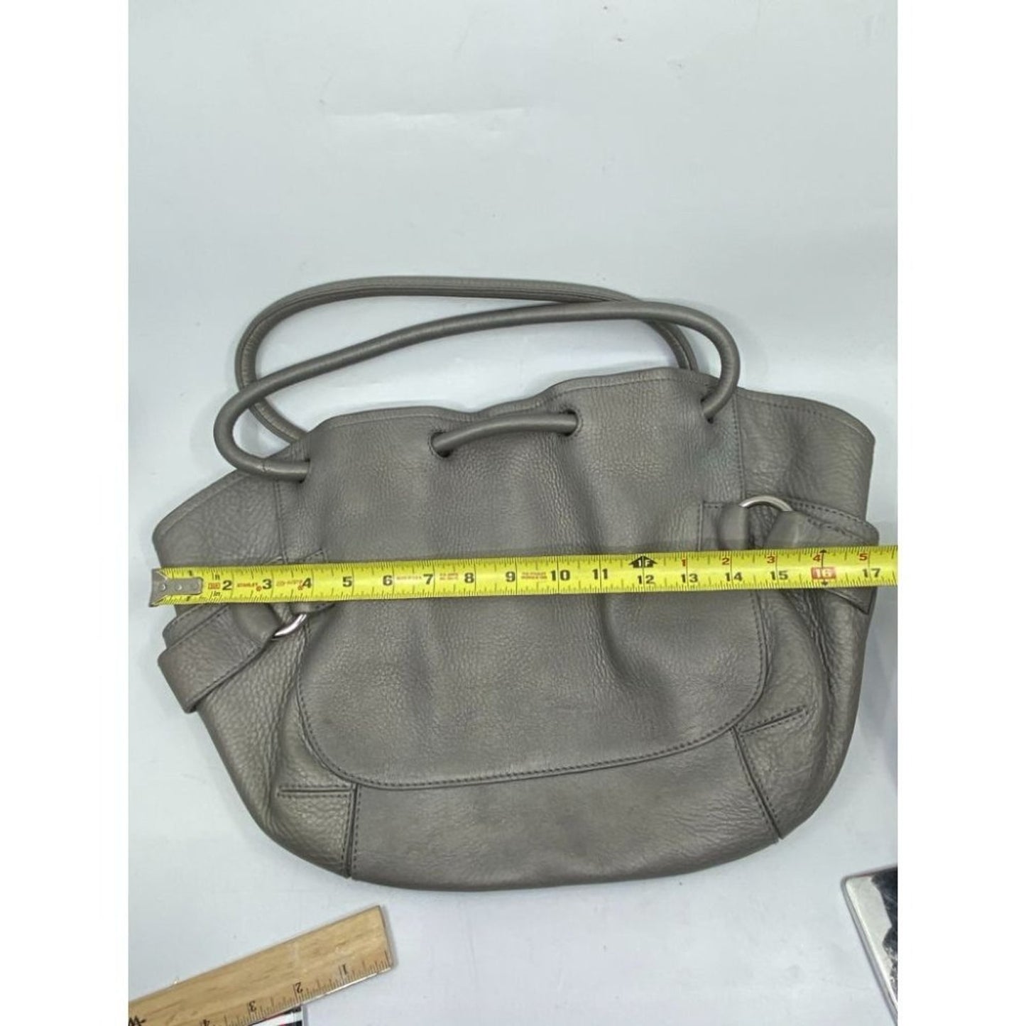 COLE HAAN Gray Large Leather Tote/ Shoulder Bag
