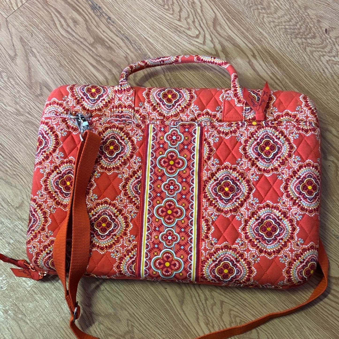 Vera Bradley Orange Floral Quilted Laptop Bag