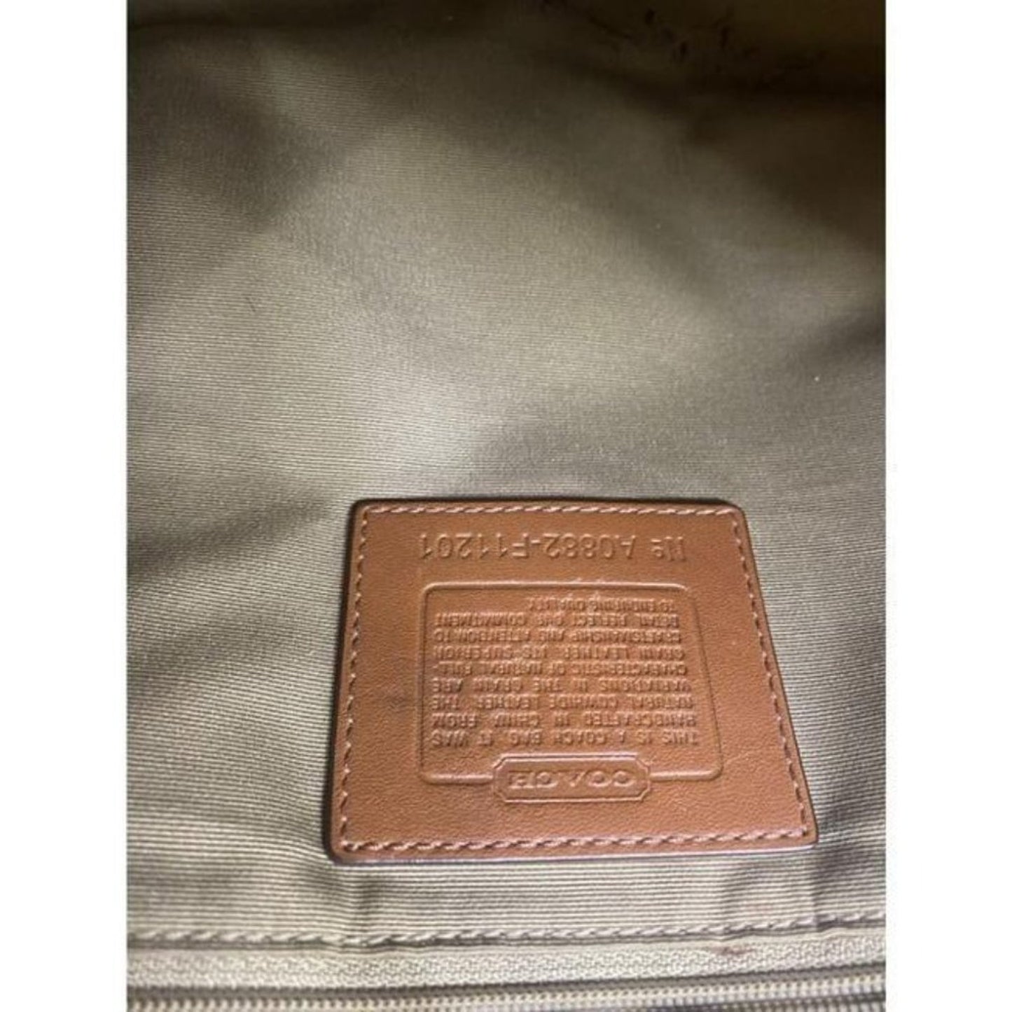 COACH Large White Brown Leather Shoulder Bag