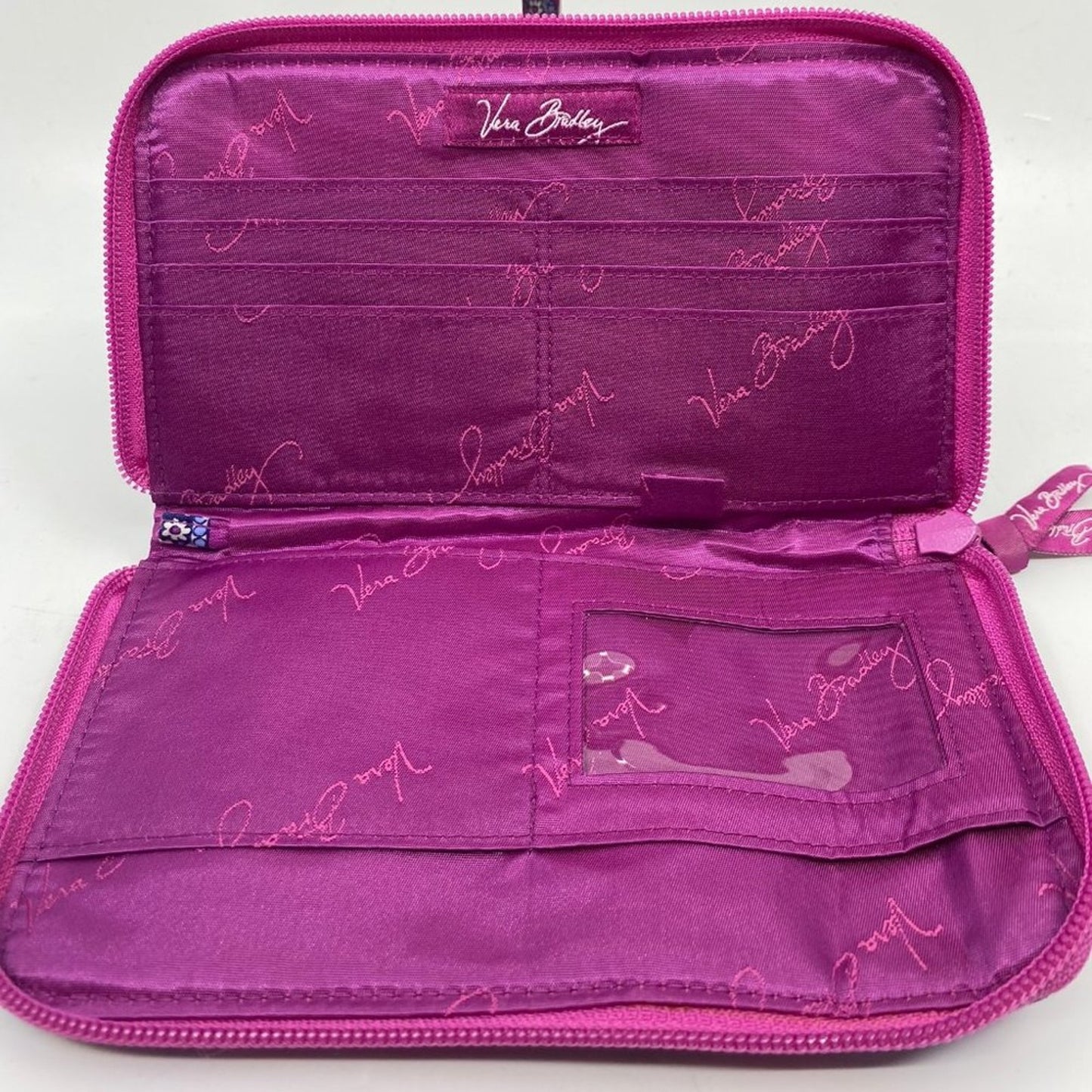 Vera Bradley Pink Blue Fabric Zipper Wallet