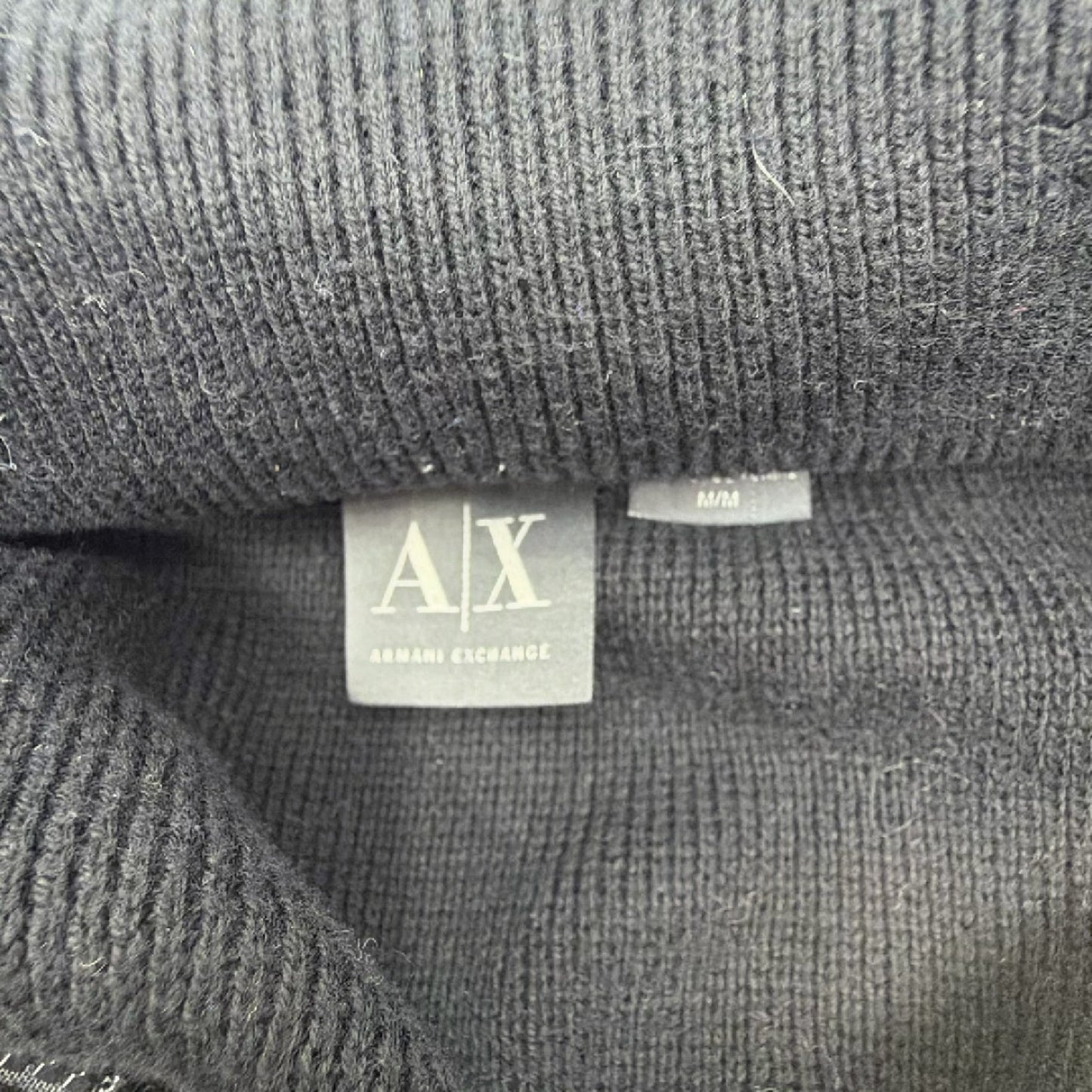 Armani Exchange Black Cotton Blend Half-Zip Hooded Sweater M