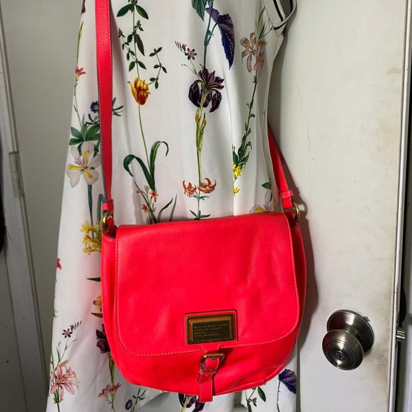 Marc Jacobs Orange Grain Leather Crossbody Bag