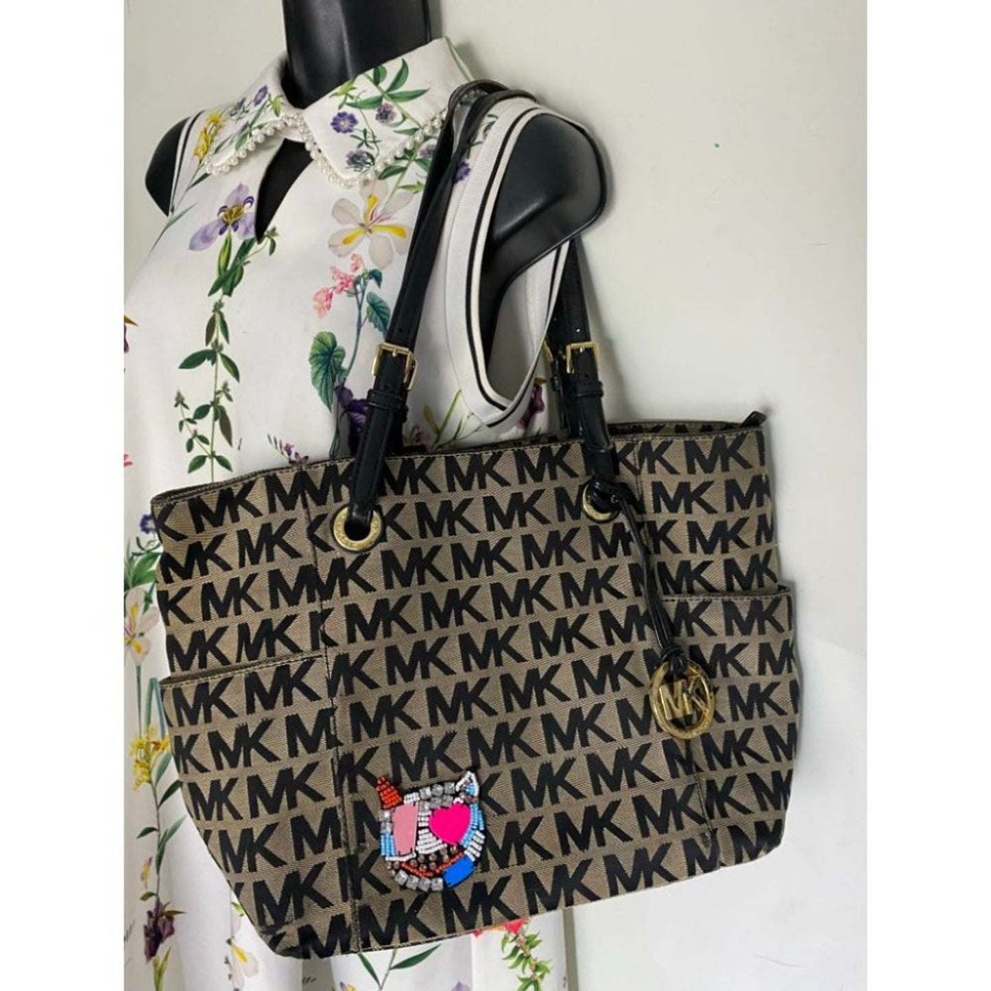 Michael Kors Black Tan Tote Bag Customized