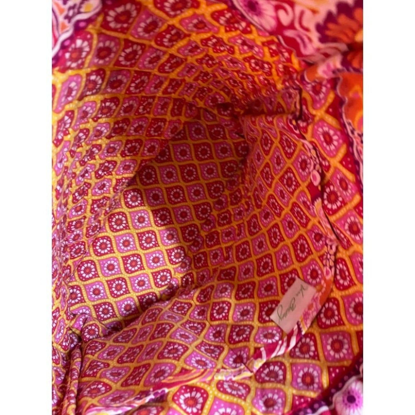 VERA BRADLEY Red Orange Large Quilted Tote Bag