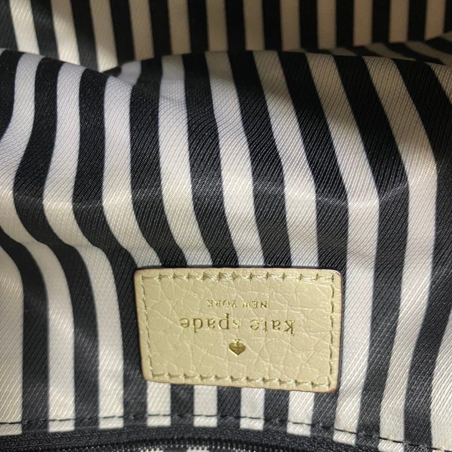 Kate Spade Cream Black Large Leather Shoulder Bag