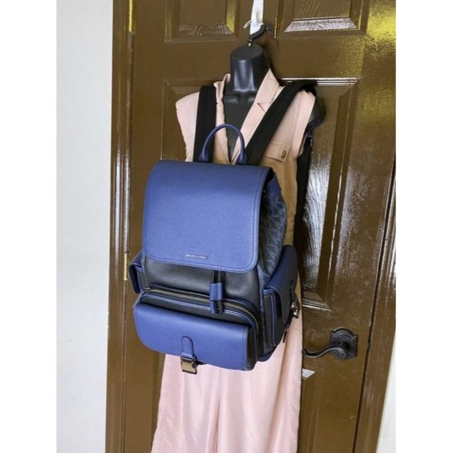 Michael Kors Hudson Logo And Rucksack Admiral Mlti Leather Backpack