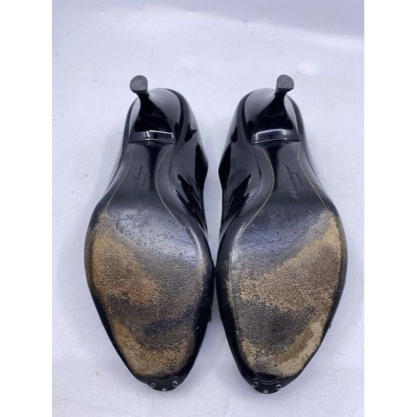 Salvatore Ferragamo Black Ribes Open Toe Bow Pumps Size Us