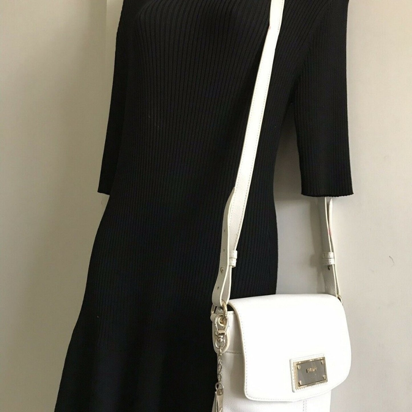 DKNY Small White Leather Crossbody Bag