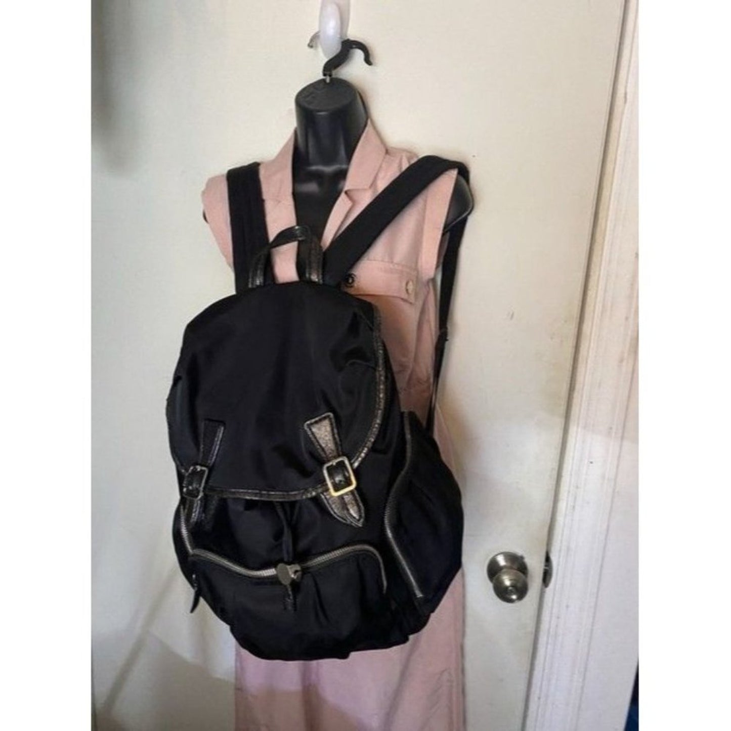 Mz Wallace Cece Moto Black Nylon Backpack