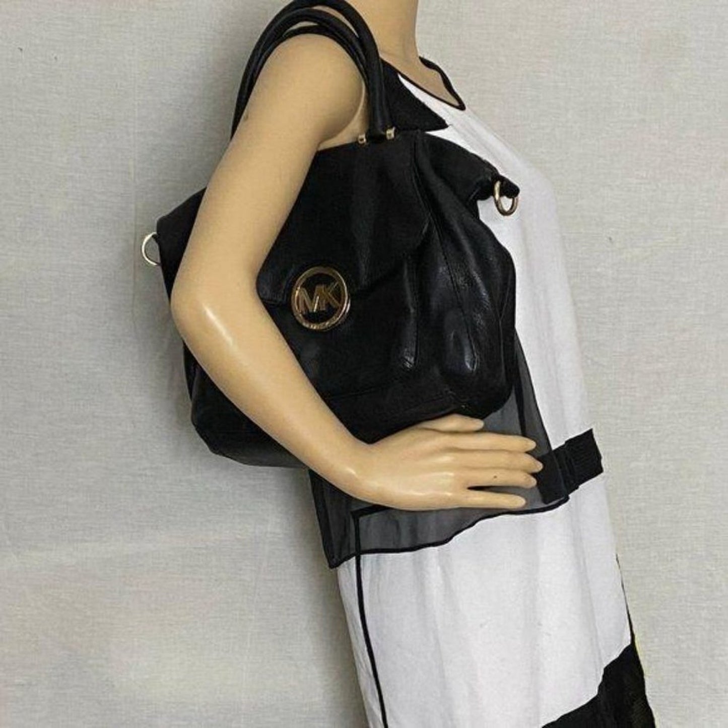 Michael Kors Large Black Leather Shoulder Bag