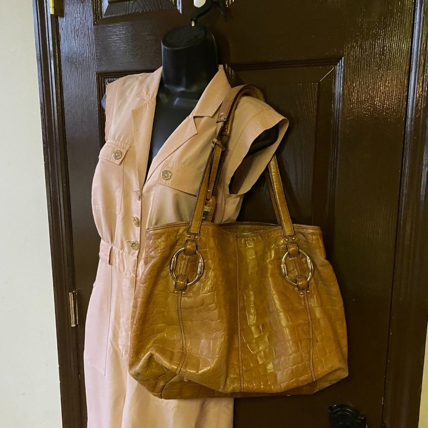 B. Makowsky Aligator Print Large Sholder Bag