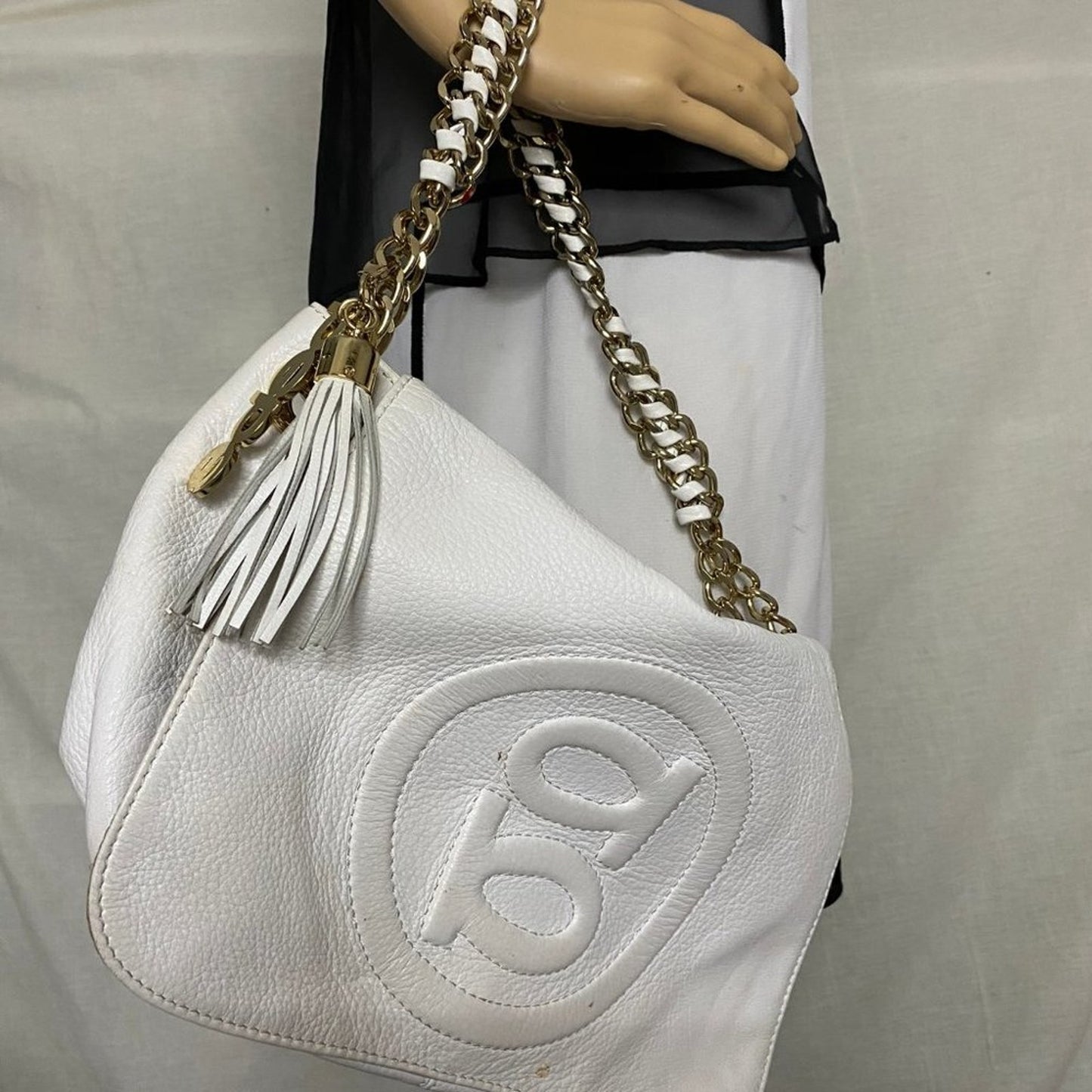Bebe White Leather Shoulder Bag