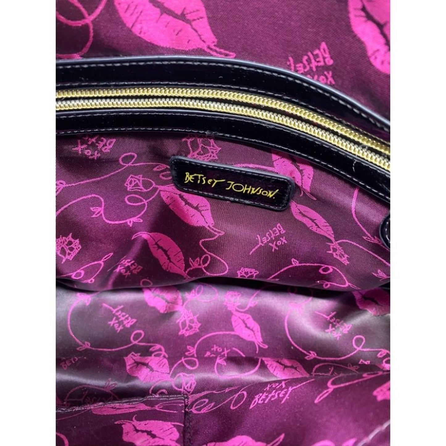 BETSEY JOHNSON Faux Leather Embellished Tote Bag