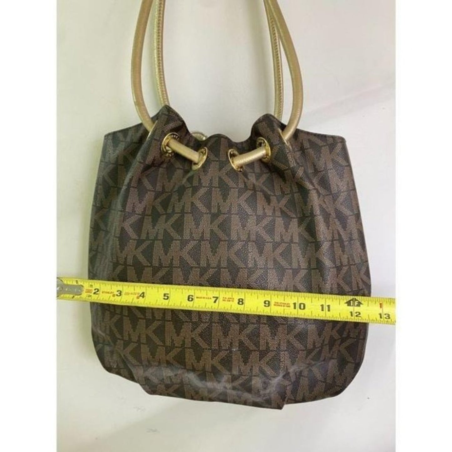 michael kors bag large all over brown gold coated