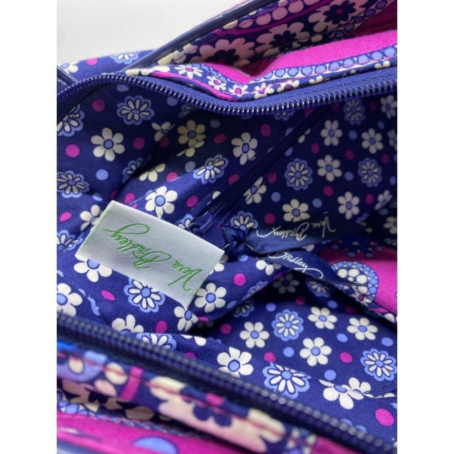 Vera Bradley Blue Pink Quilted Fabric Tote Bag