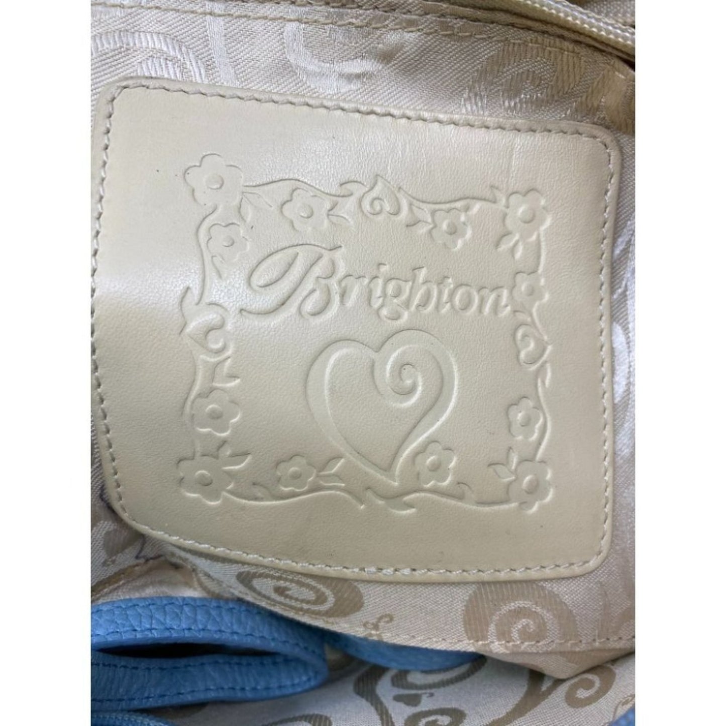 Brighton Blue Beige Faux Leather Shoulder Bag