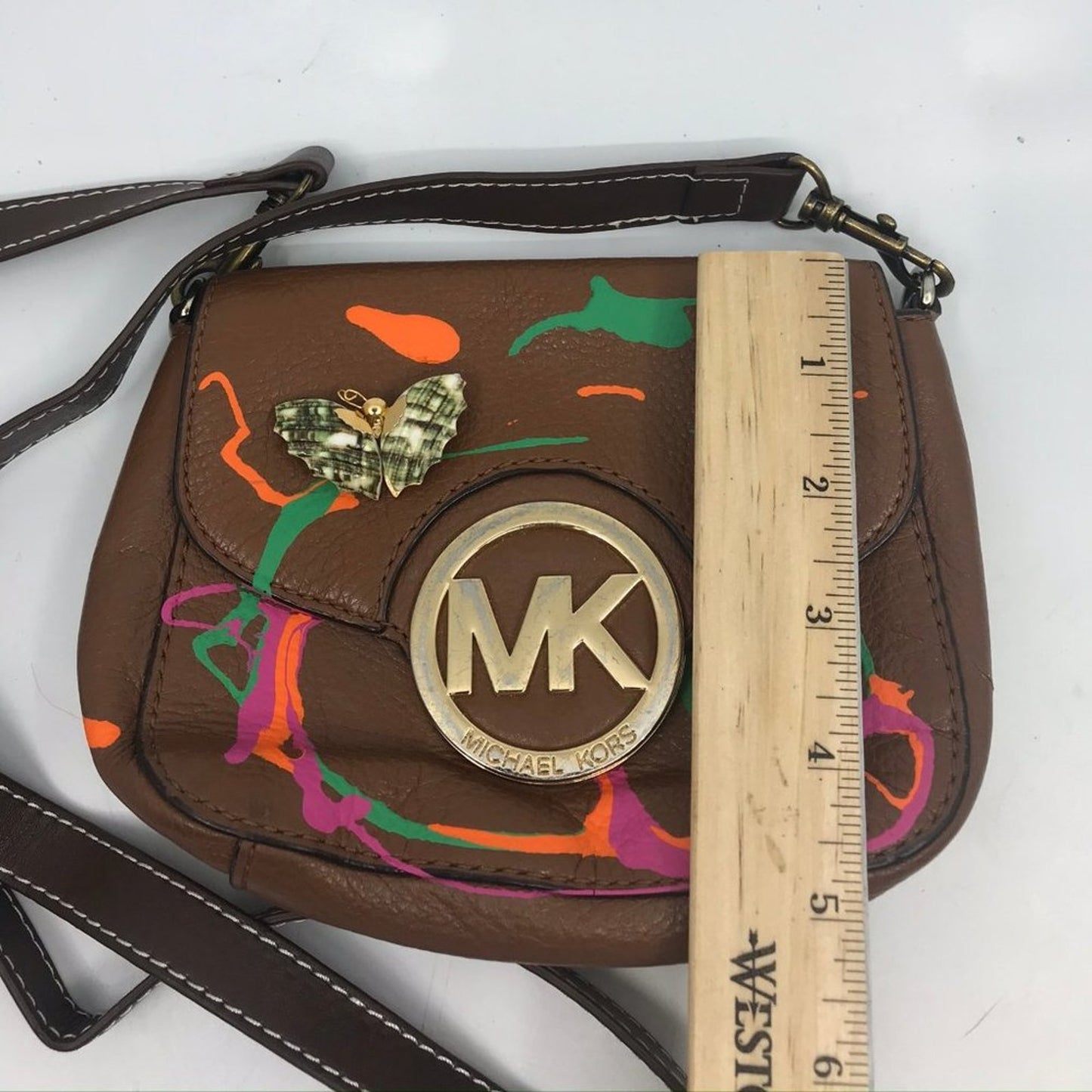 Michael Kors Customized Brown Leathe Crossbody Bag