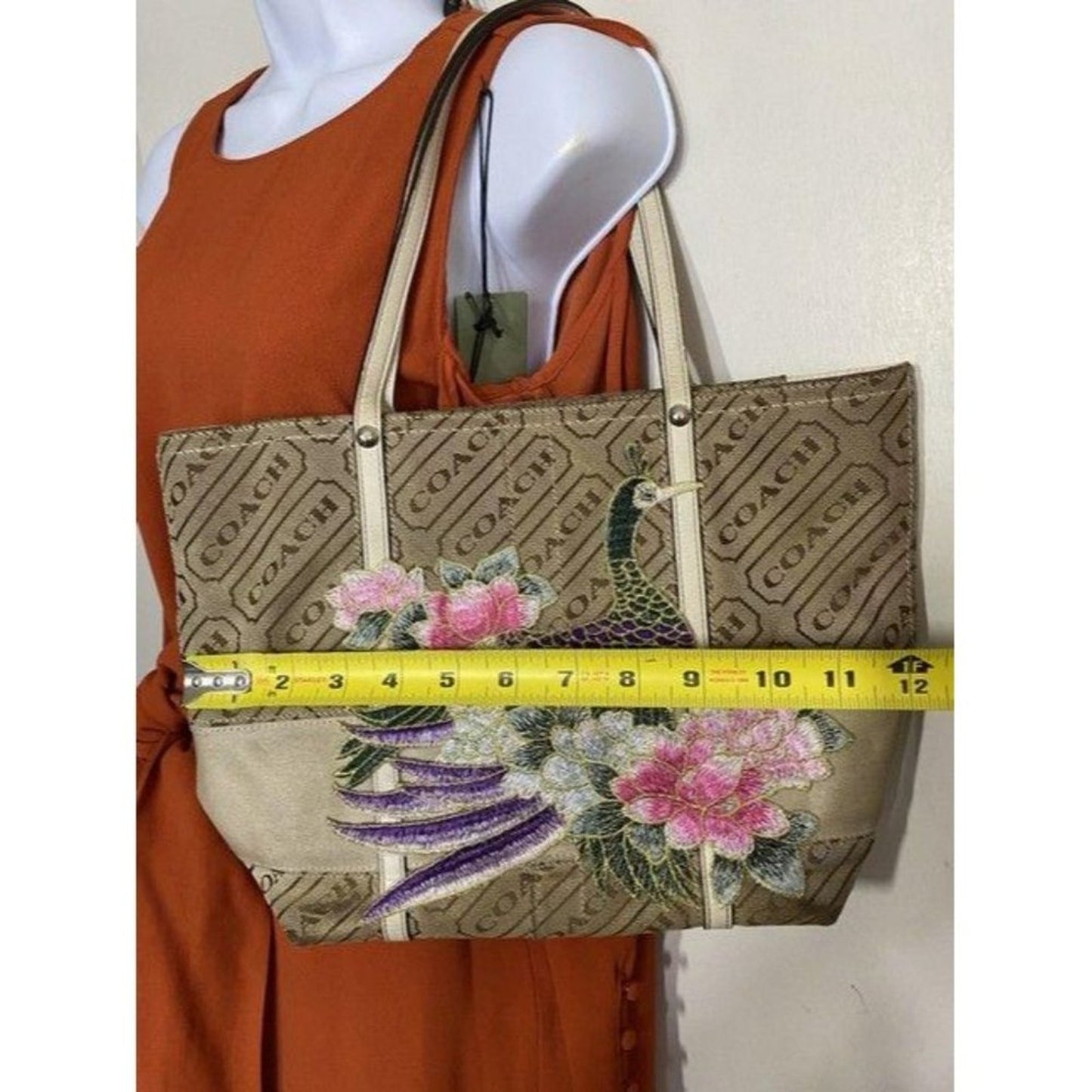 coach w customized by me w applique tan beige jacq