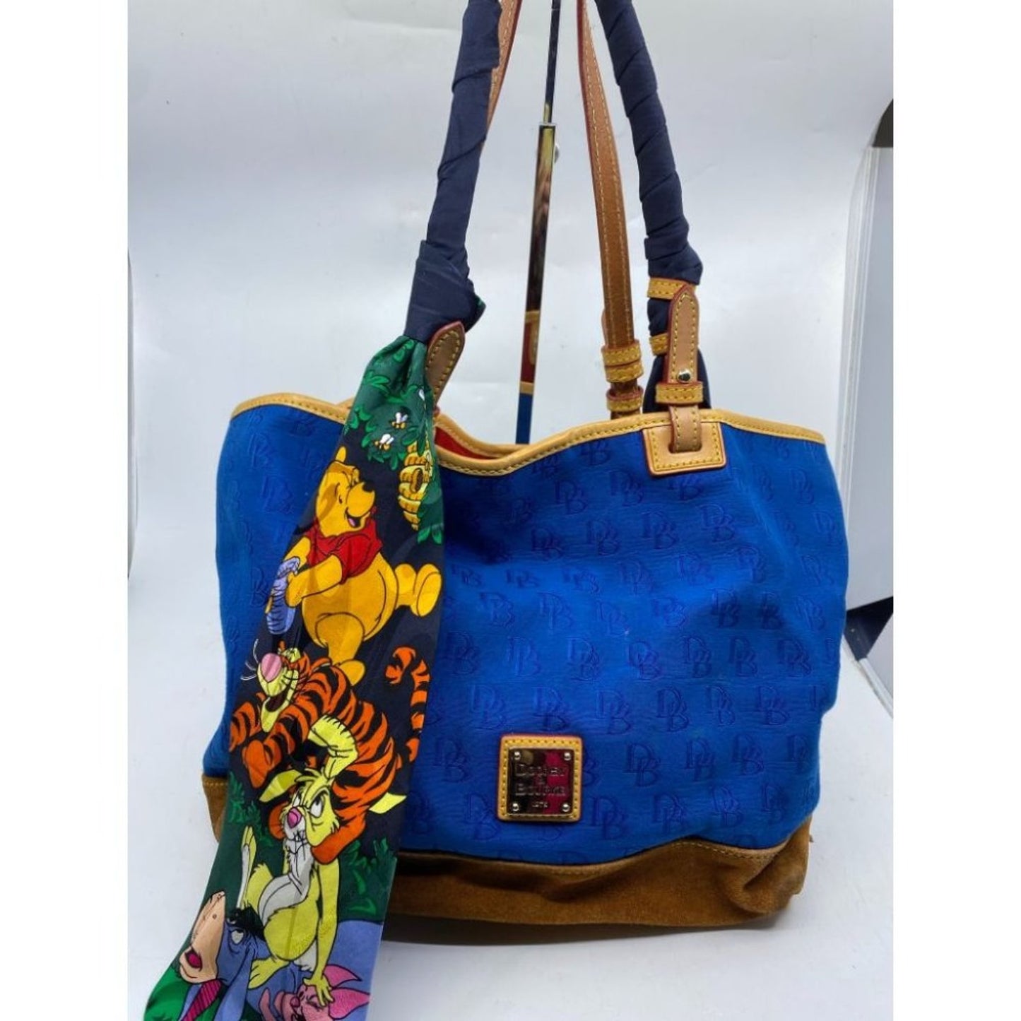 Dooney & BOURKE Blue Brown Large Fabric Tote Bag