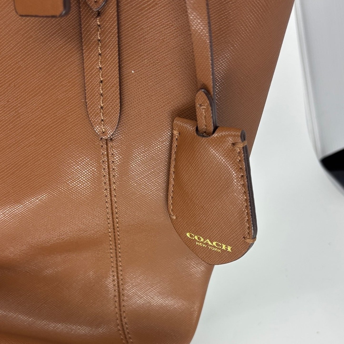 Coach Tan Leather Tote with Heart Scarf