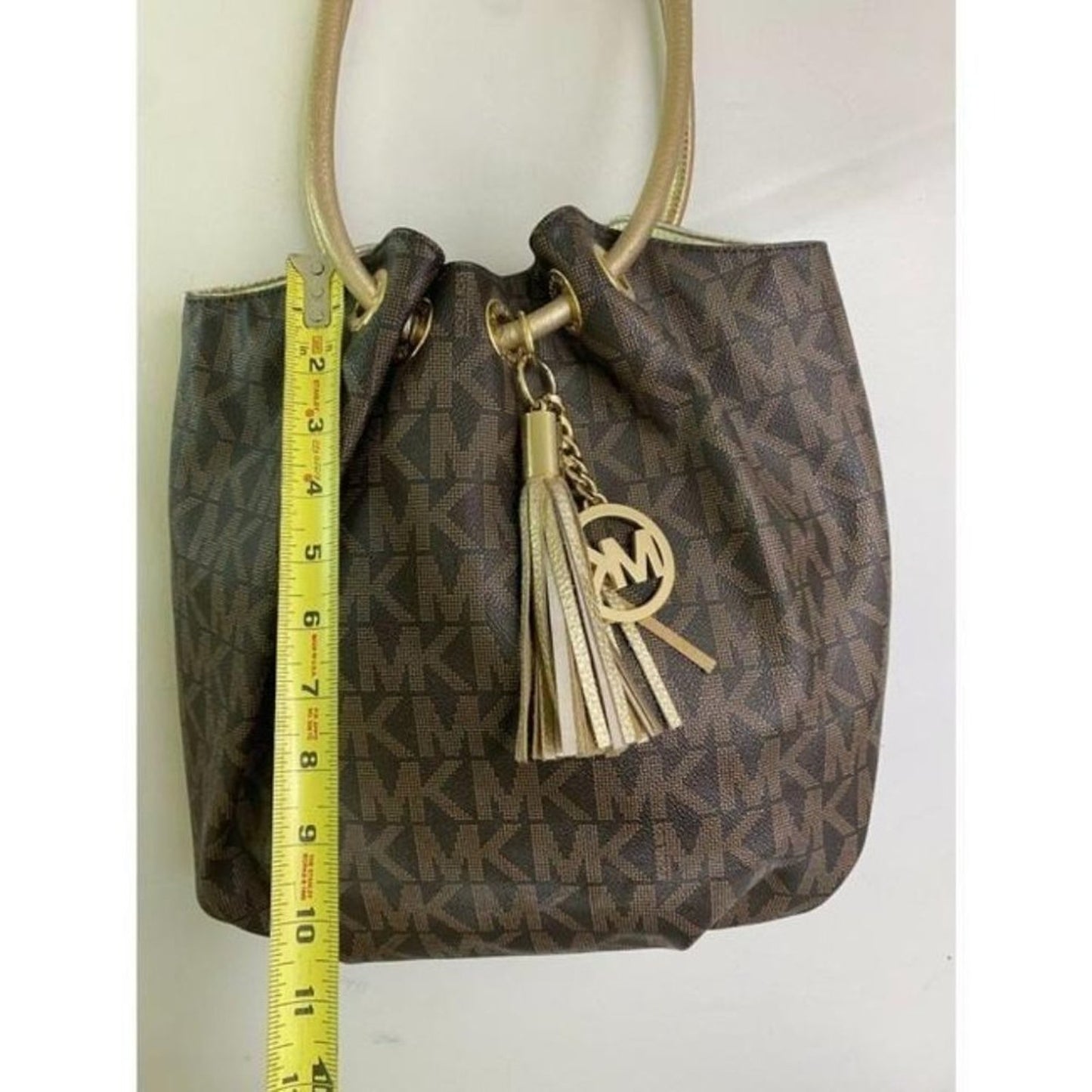 michael kors bag large all over brown gold coated