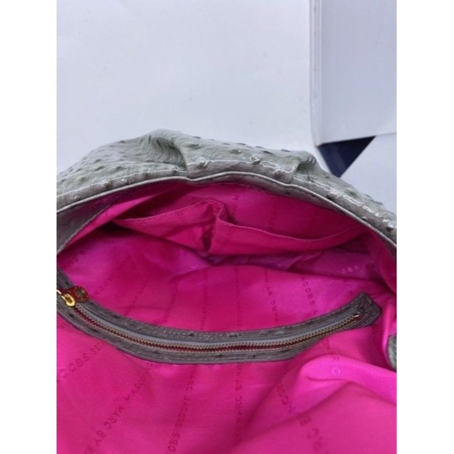 Marc By Marc Jacobs Classic Q Jellybird Natasha Chromiumpink Faux Ostric…