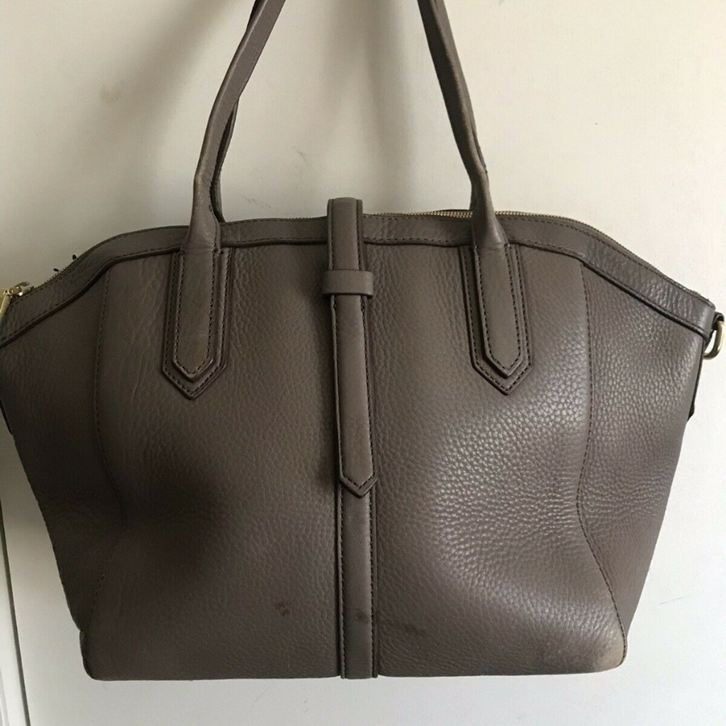 J Crew Large Light Brown Leather Trapeze Tote