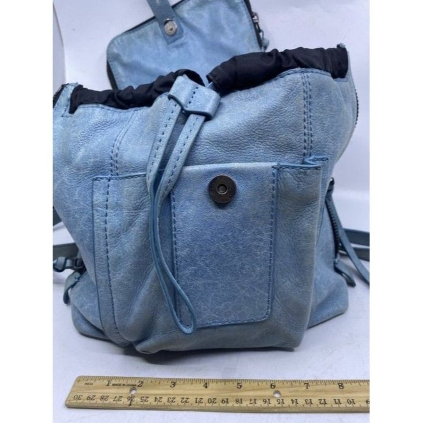 Botkier Warren Navy Bluegunmetal Leather Backpack