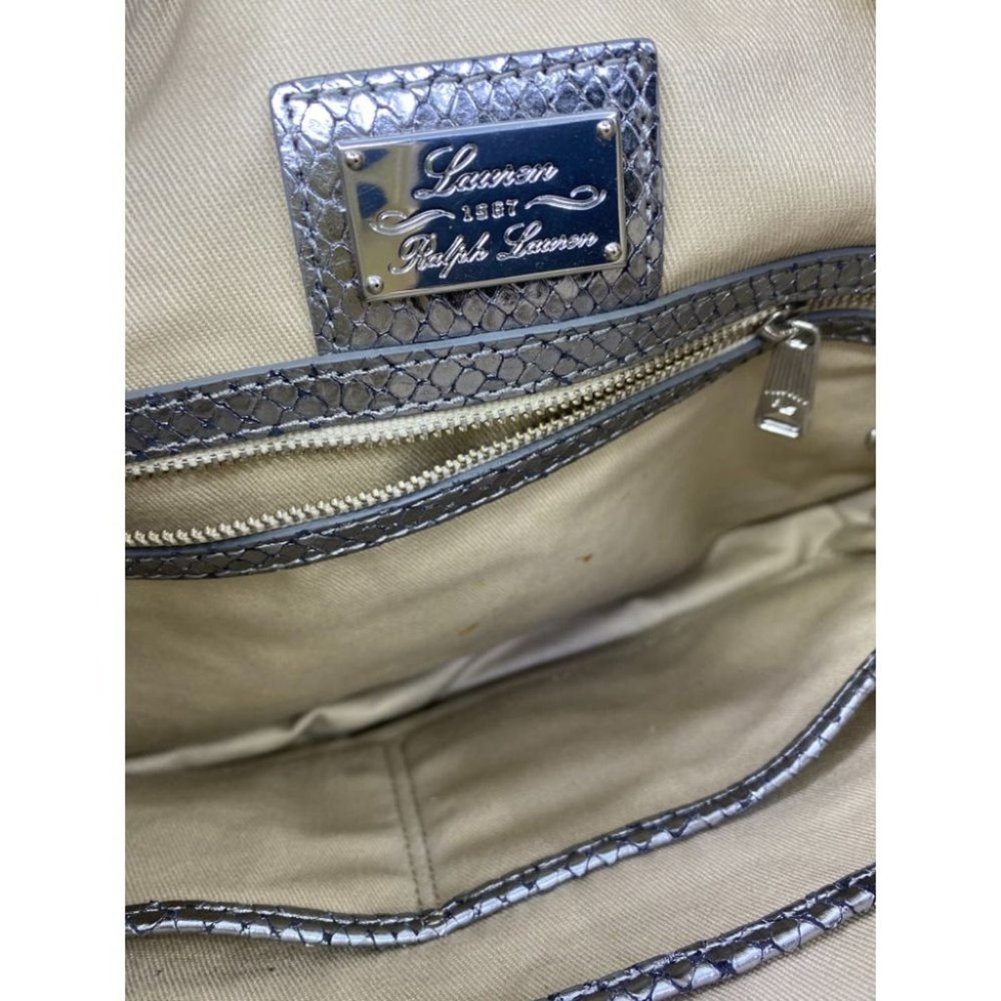 COLE HAAN Silver Snake Print Leather Hobo Bag