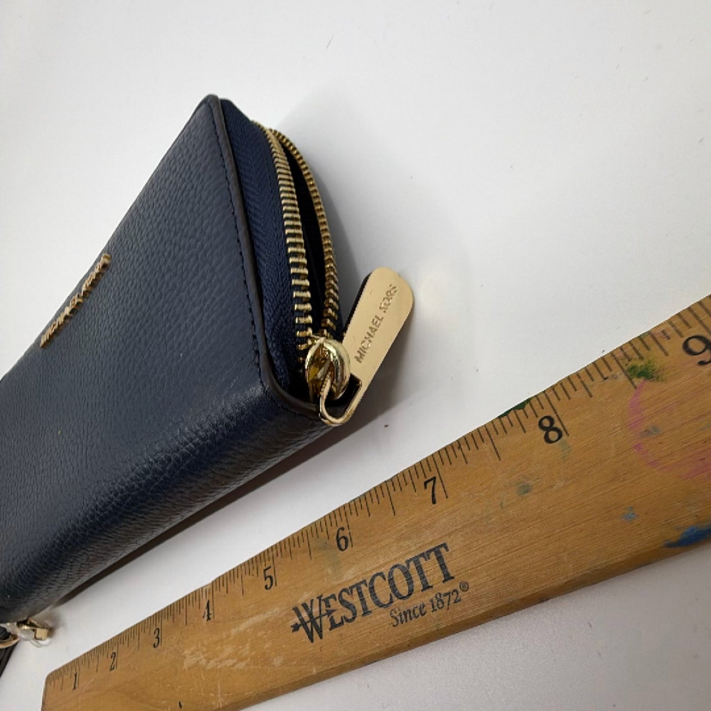 Michael Kors Jet Set Travel Continental Blue Pebbled Leather Wallet