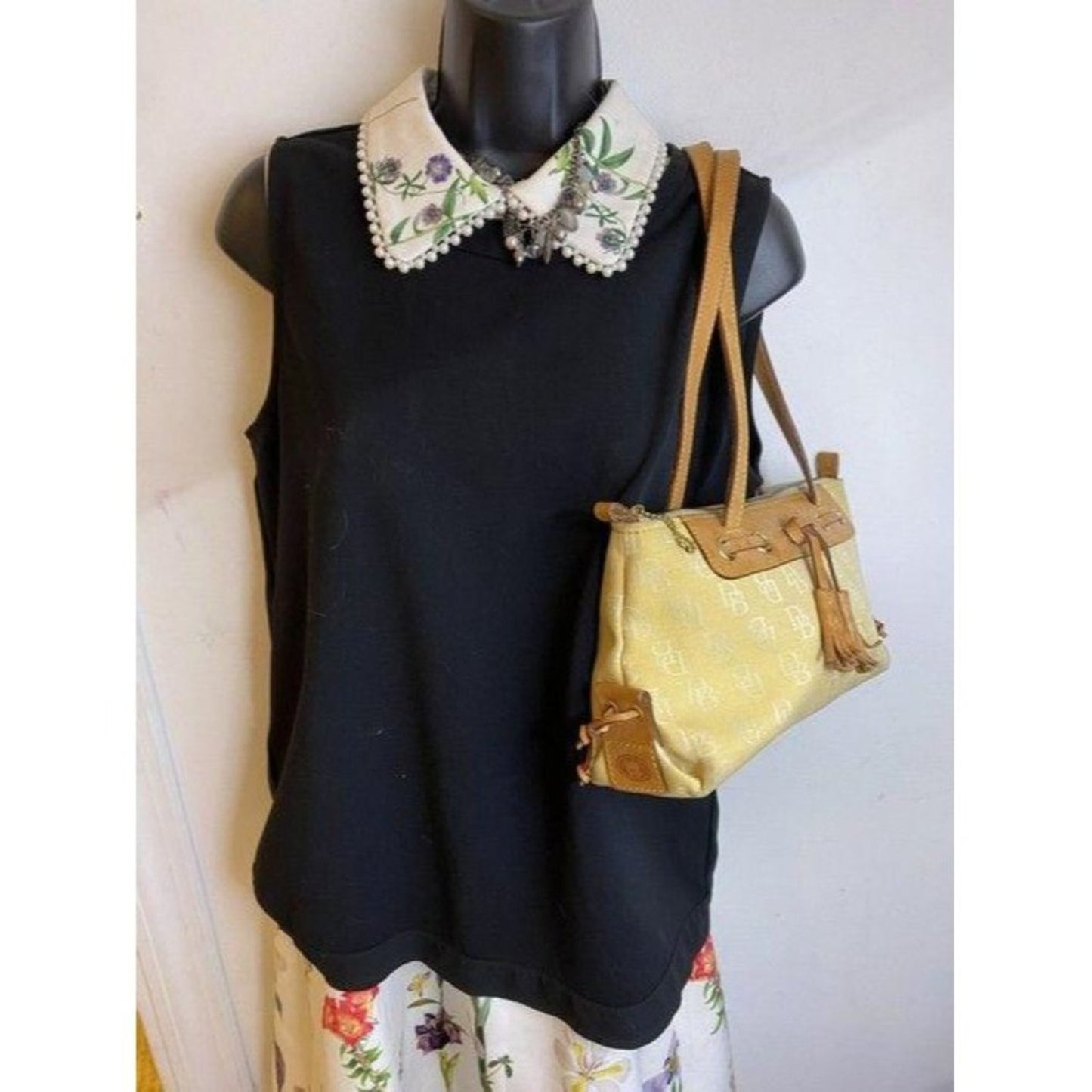 dooney and bourke fabric medium size yellow tan fa