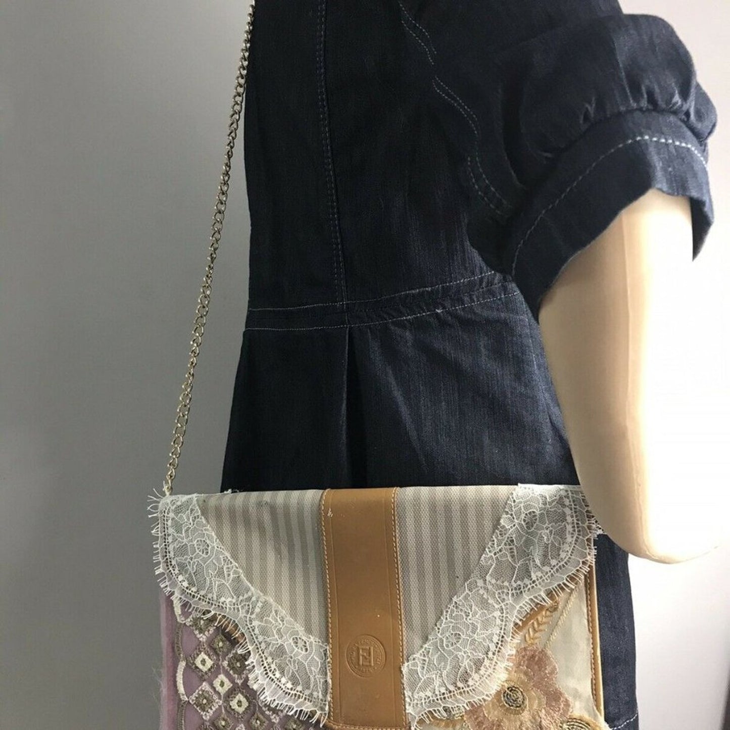 FENDI Vintage Customized Crossbody/ Clutch W/ Lace
