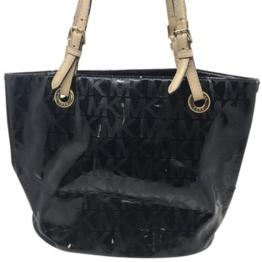 Michael Kors Black Cream Patent leather Tote Bag