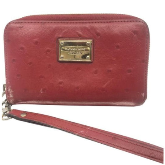 Michael Kors Ostrich Leather Red Wristlet