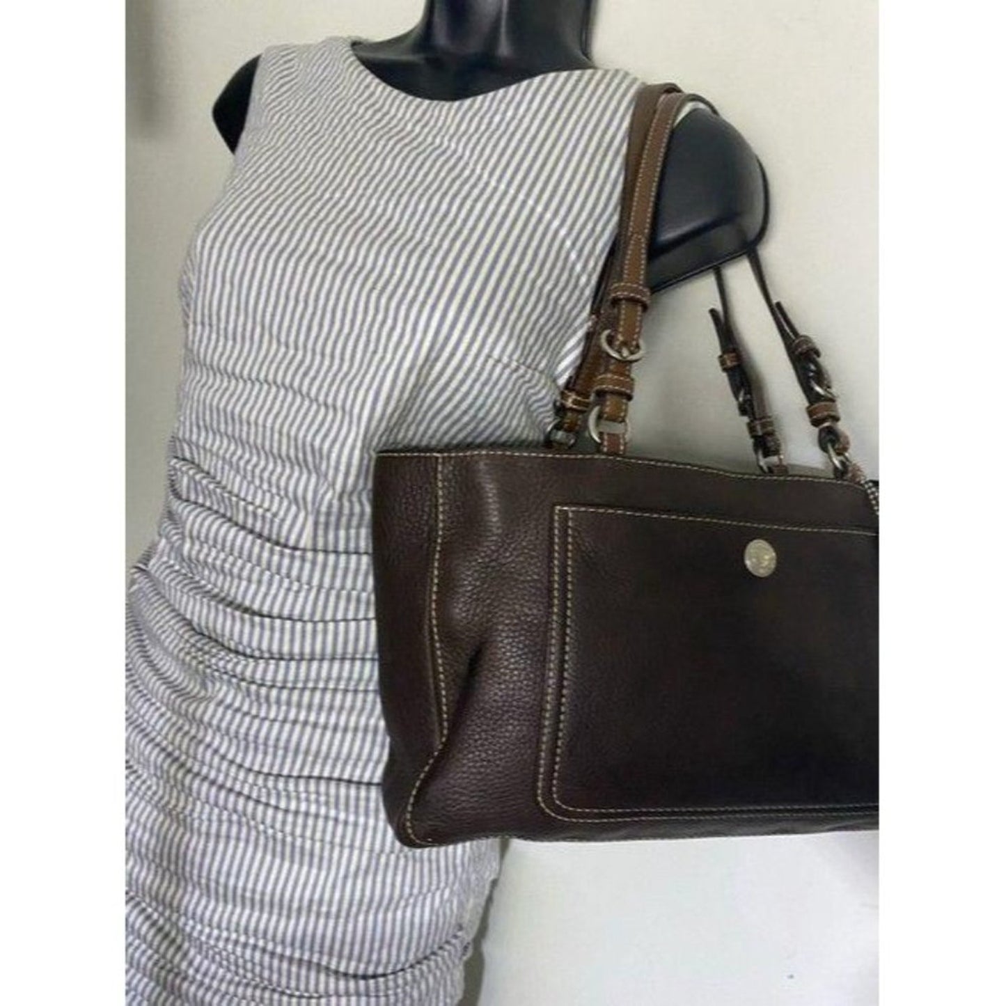 coach medium bag handbag brown leather shoulder ba
