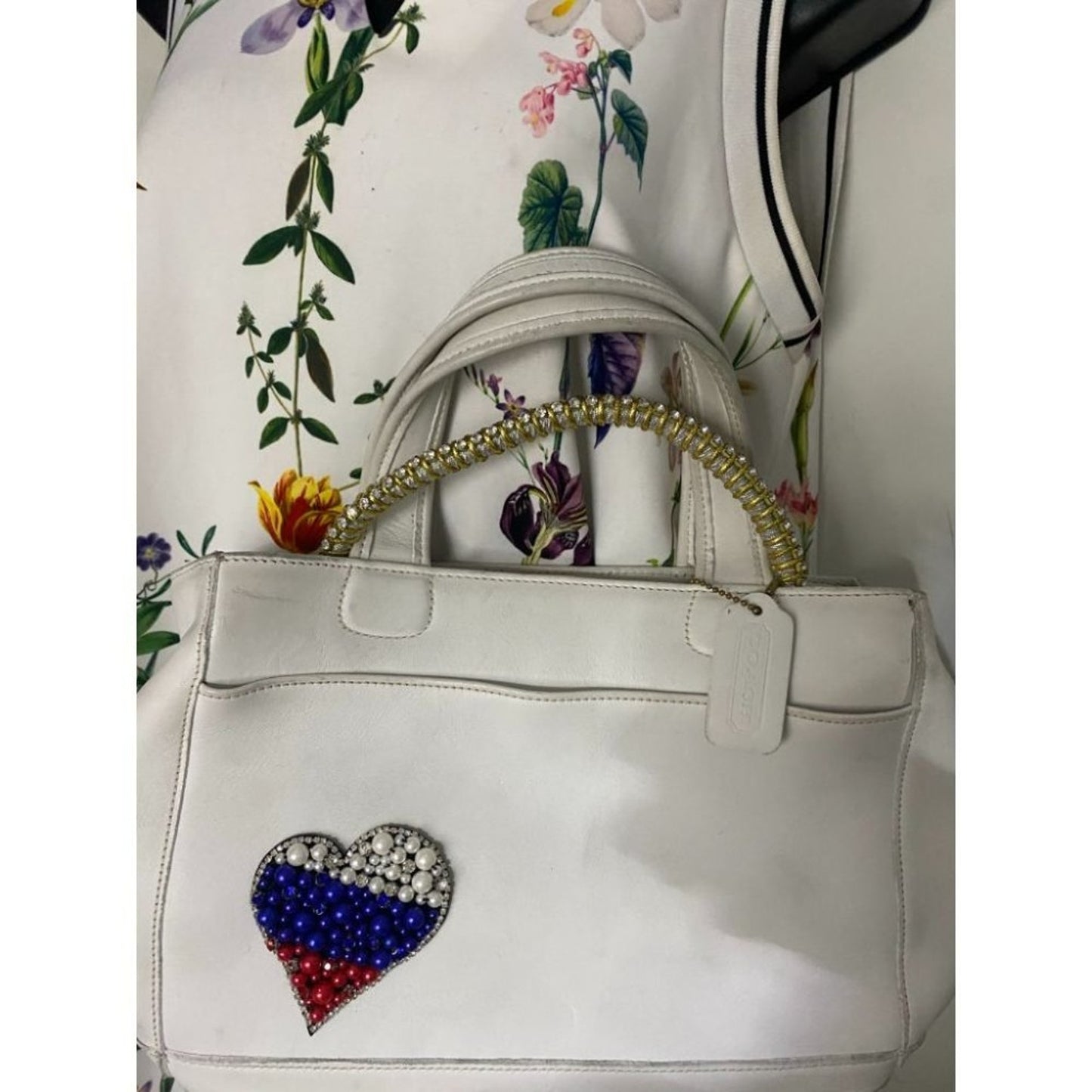 Coach Handbag White Customized with Applique