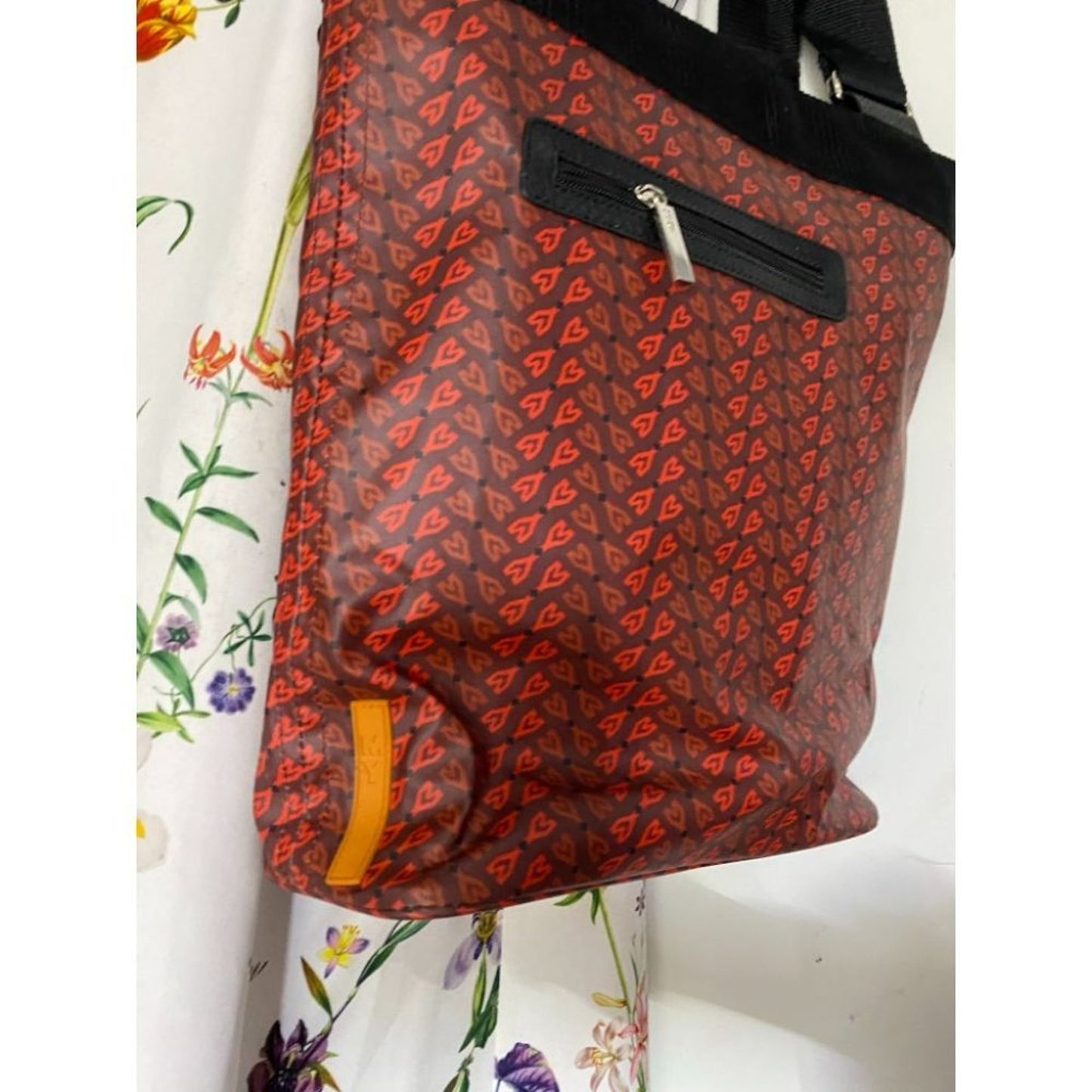 Oilcloth Orange Brown Large Nylon Tote Bag