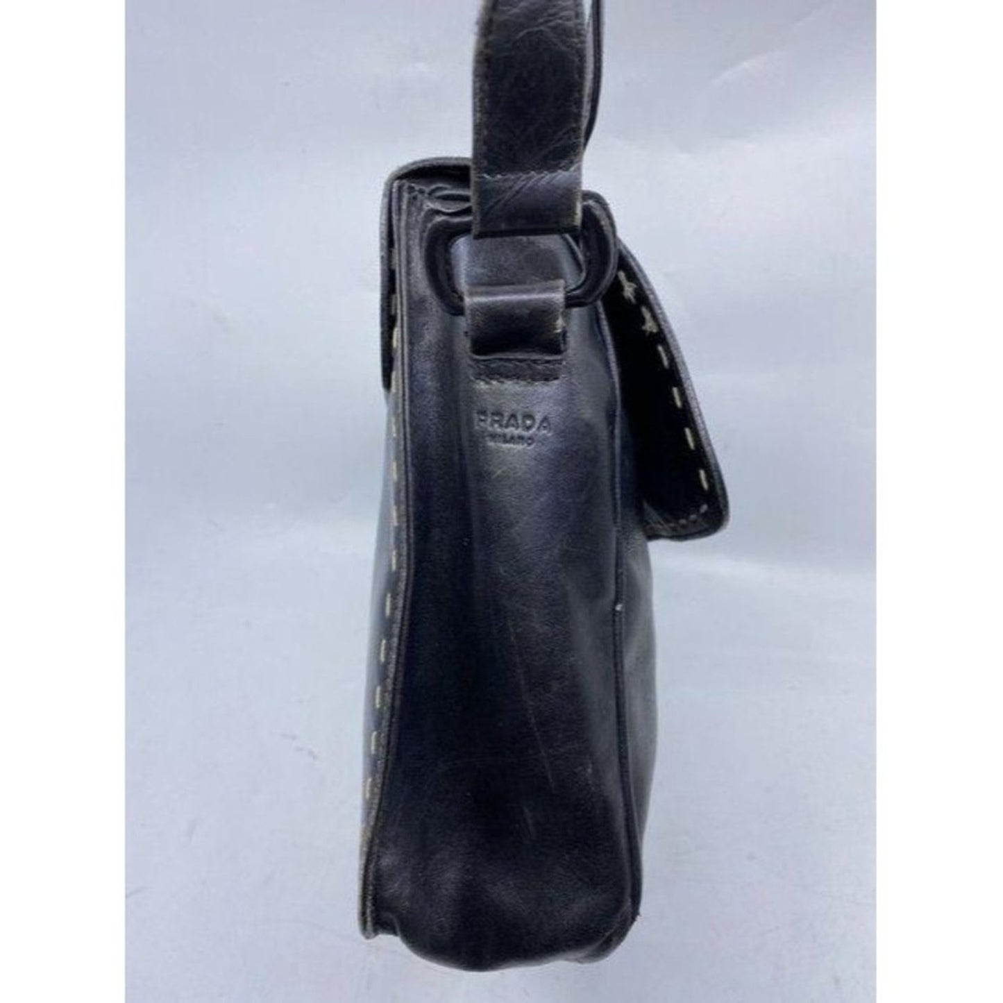 prada vintage black leather cross body bag