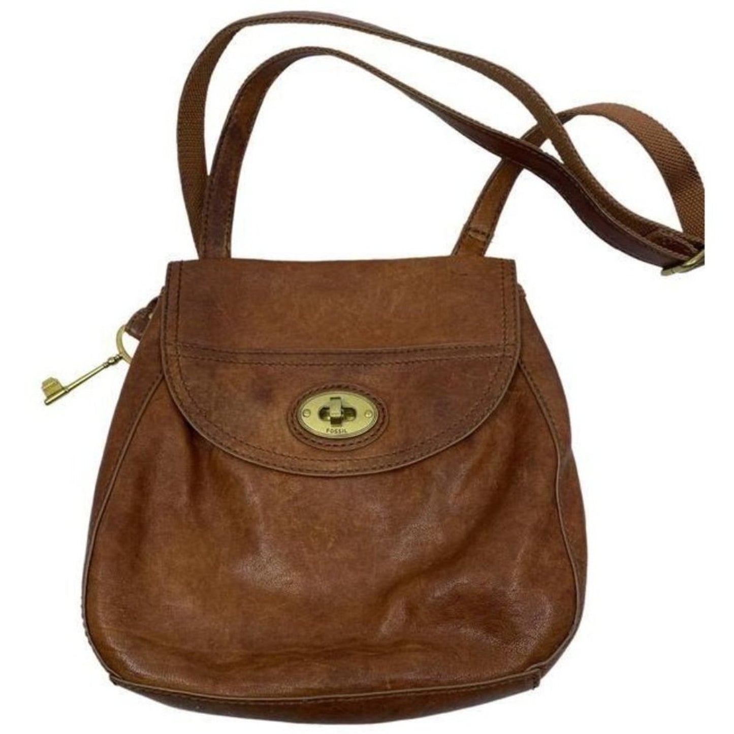 Fossil brown leather shoulder bag