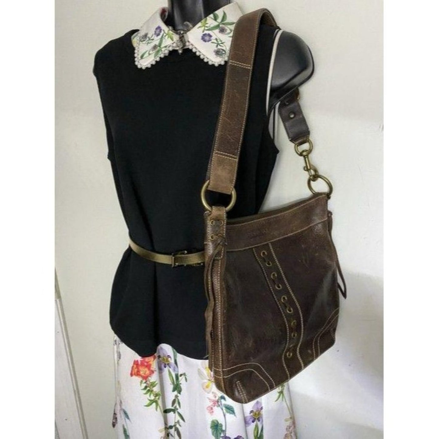 coach brown leather cross body bag