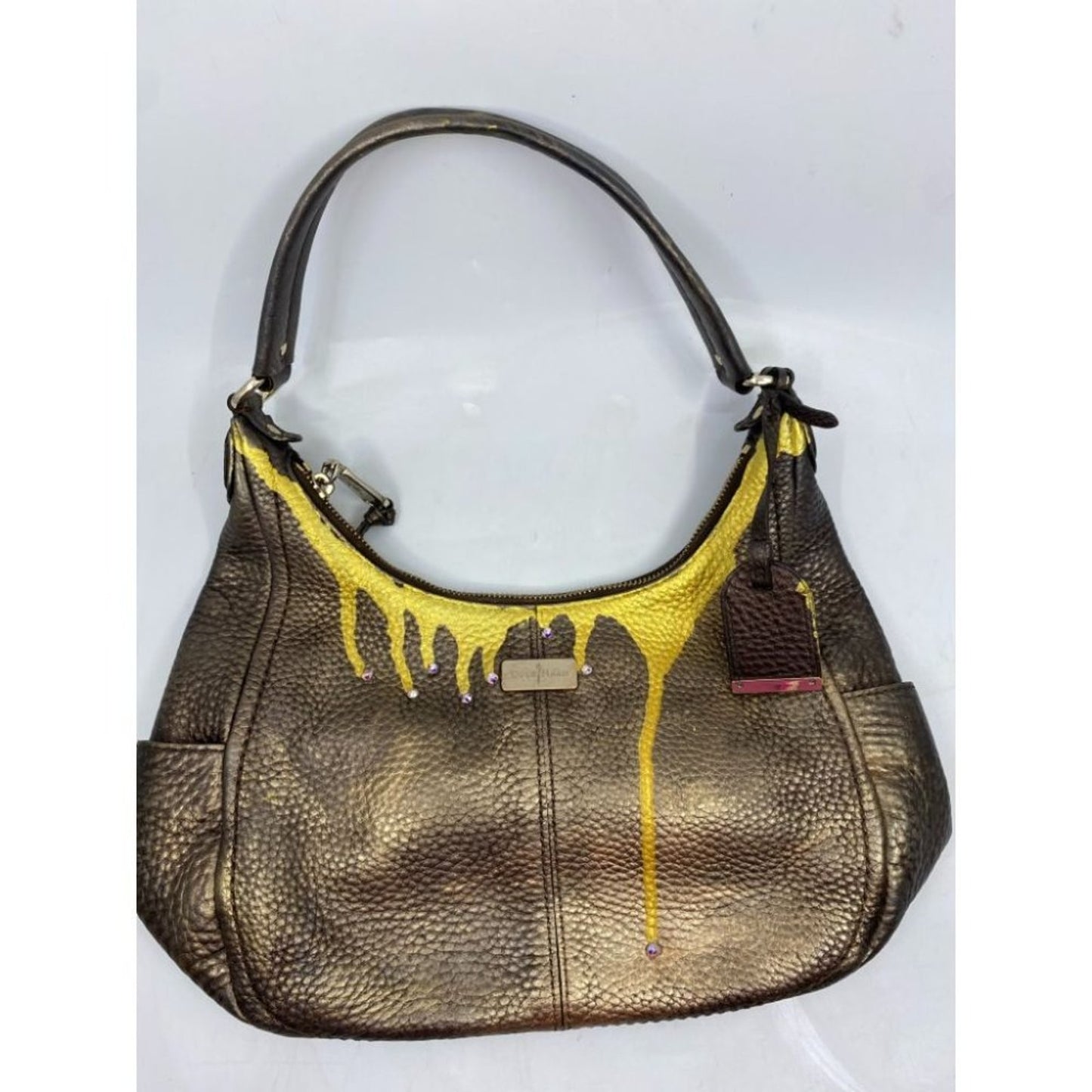 Cole Haan Leather Crossbody Brown Gold Customized