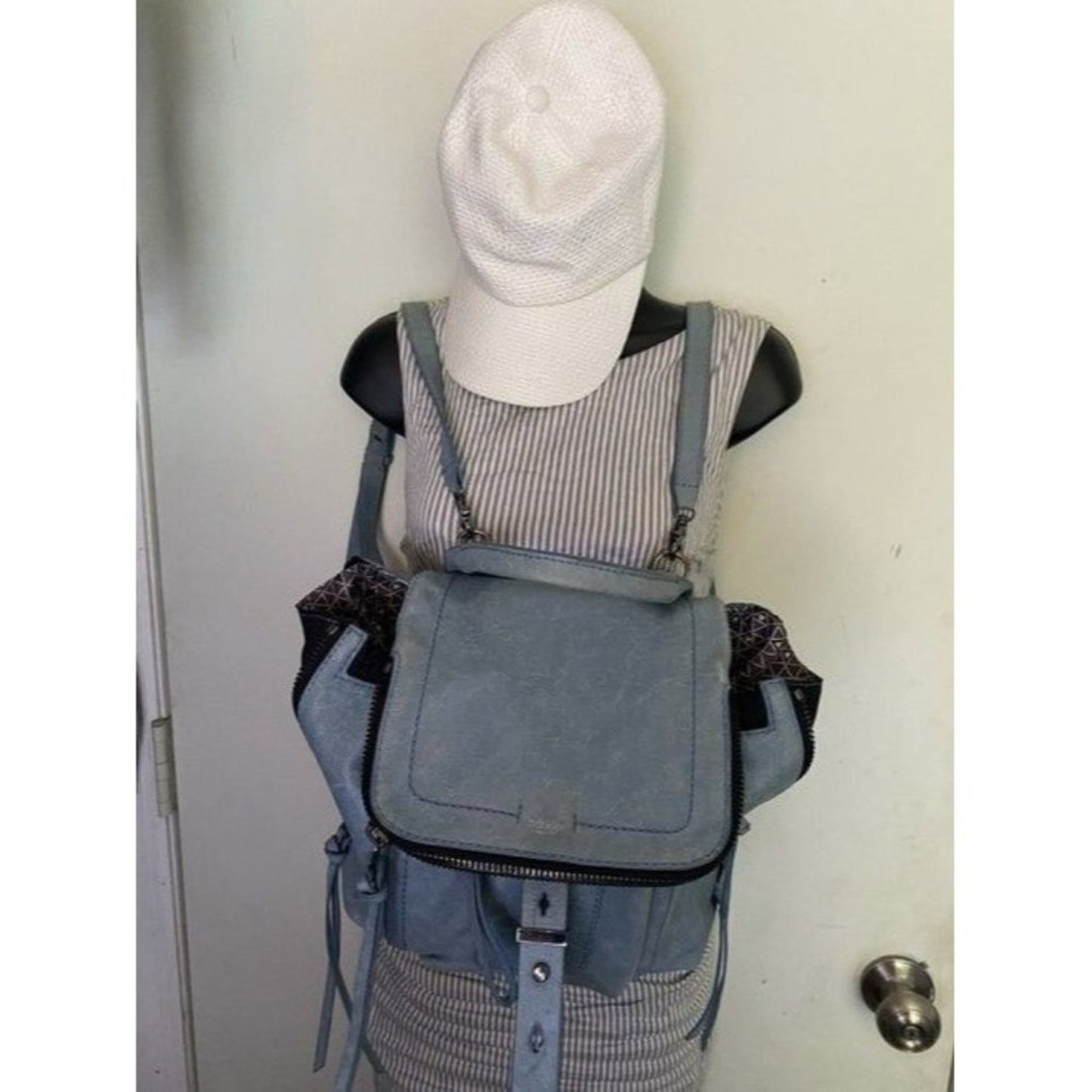 Botkier Warren Navy Bluegunmetal Leather Backpack